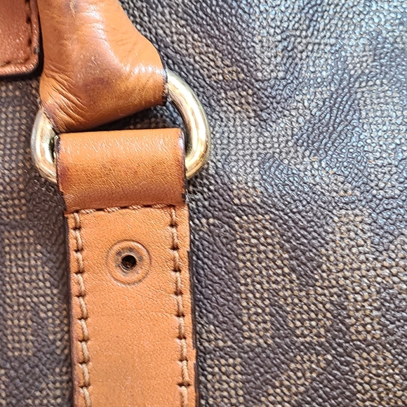 Michael Kors Hamilton Signature Monogram Jet Set Chain Shoulder Bag Brown REHAB - Picture 7 of 12